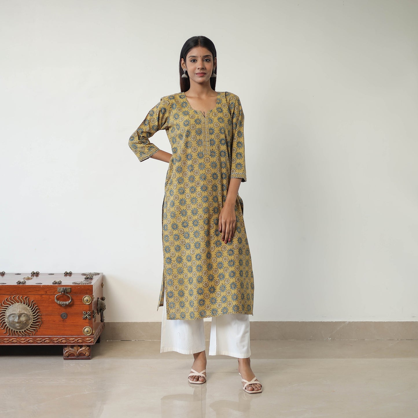 Block Printed Cotton Straight Ajrakh Kurta 29