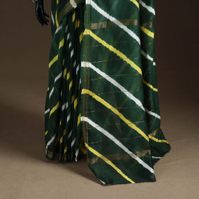 Chanderi Silk Leheriya Tie-Dye Saree with Zari Border 11
