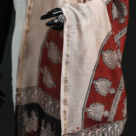 Multicolor - Mata Ni Pachedi Handpainted Natural Dyed Chanderi Silk Handloom Dupatta 14