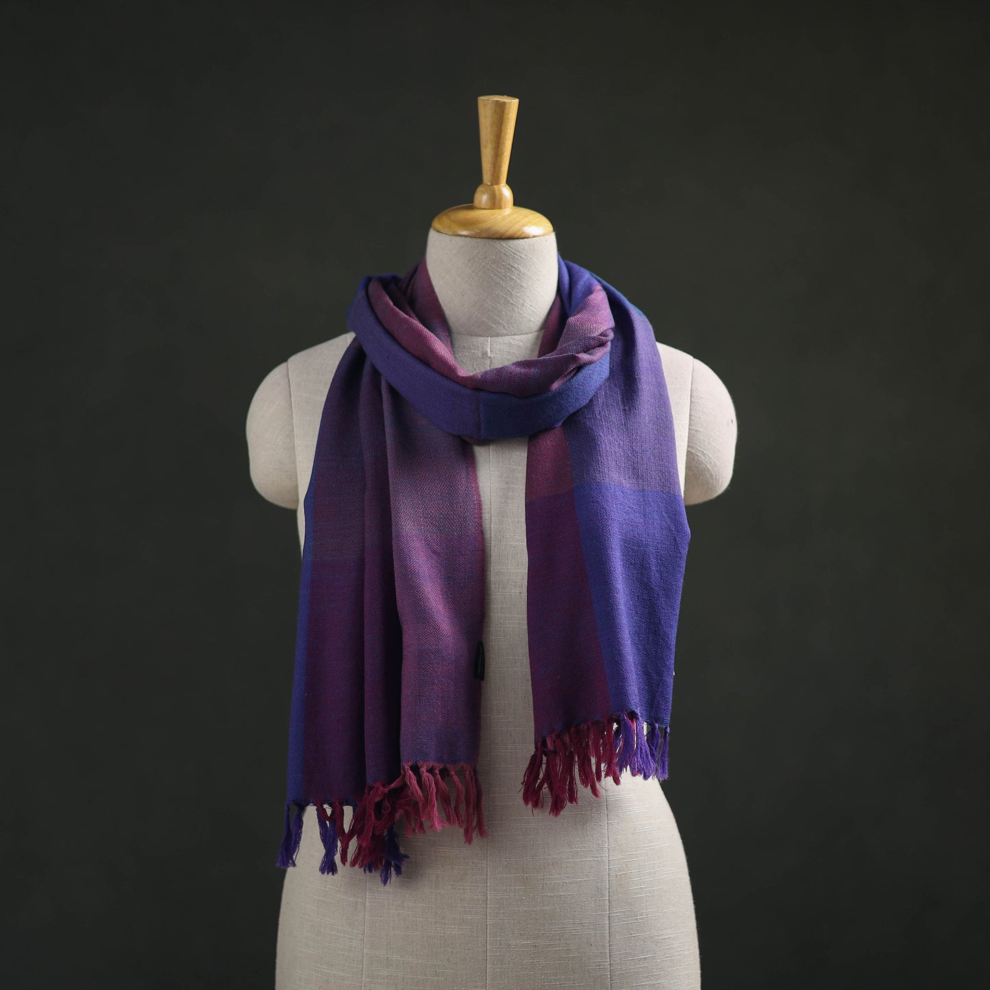 Blue - Kumaun Handwoven Pure Merino Wool Stole 126