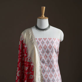 Pochampally Ikat Handloom Sico Unstitched Dress Material: Kurta with Mulberry Silk Dupatta 41