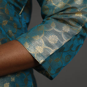 Blue Cutwork Tissue Zari Jaal Banarasi Silk Kurta for Women