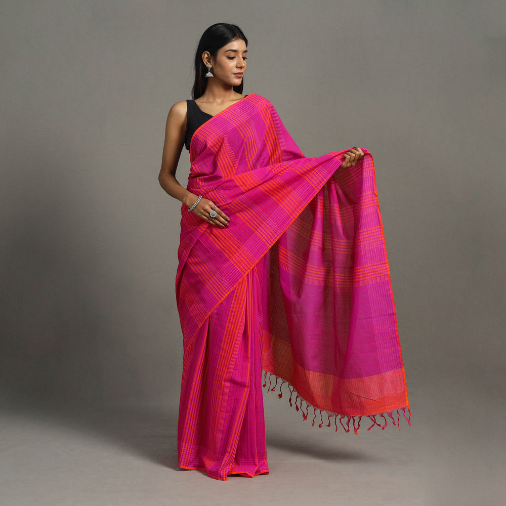 Purple - Stripes Cotton Handloom Saree 11