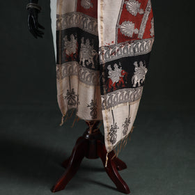 Multicolor - Mata Ni Pachedi Handpainted Natural Dyed Chanderi Silk Handloom Dupatta 14