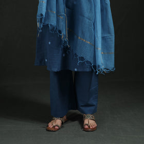 Plain Slub Cotton Hand Embroidered Suit Set with Dupatta for women 09