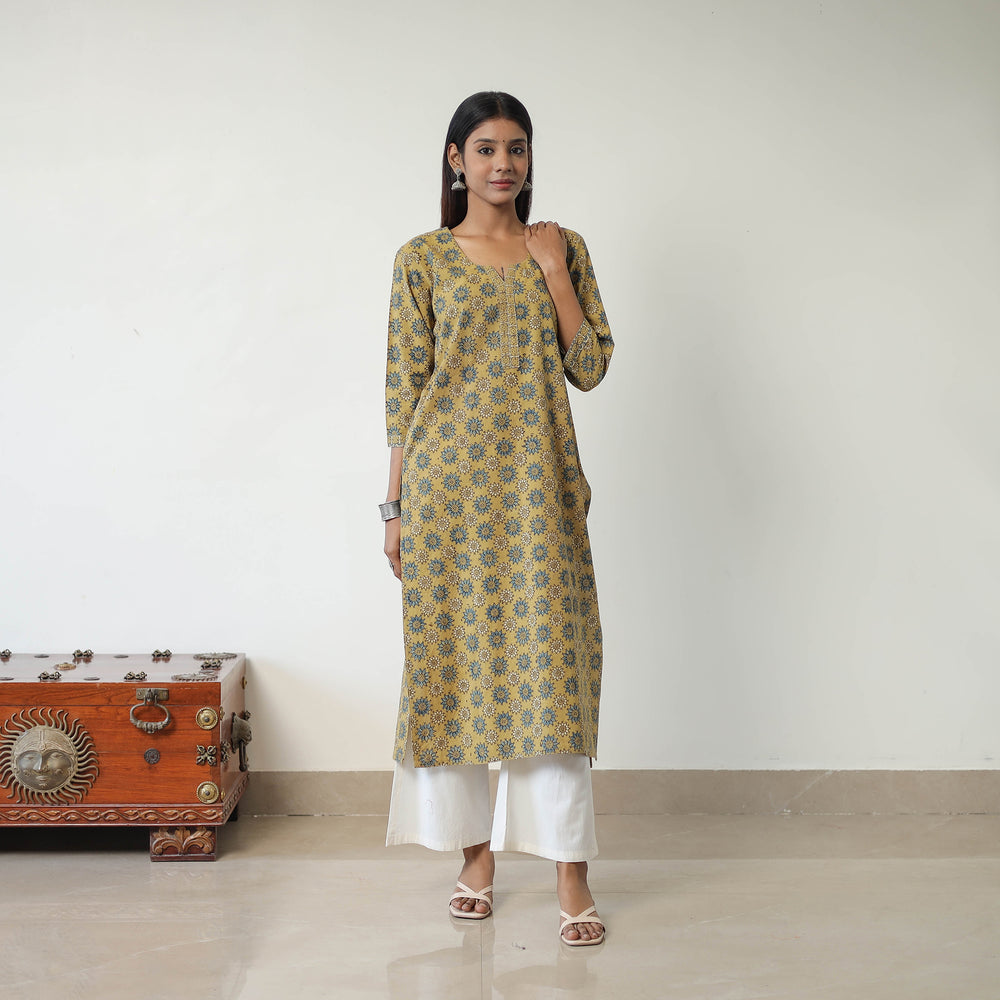 Block Printed Cotton Straight Ajrakh Kurta 29