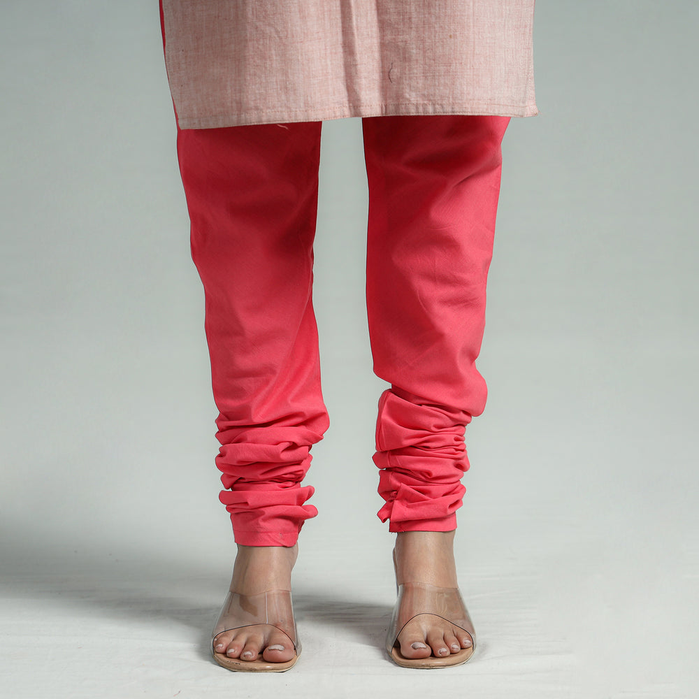 Pink - Plain Dyed Cotton Ankle Length Churidar