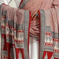 Maroon - Hand Block Print Cotton Bagh Dupatta 14