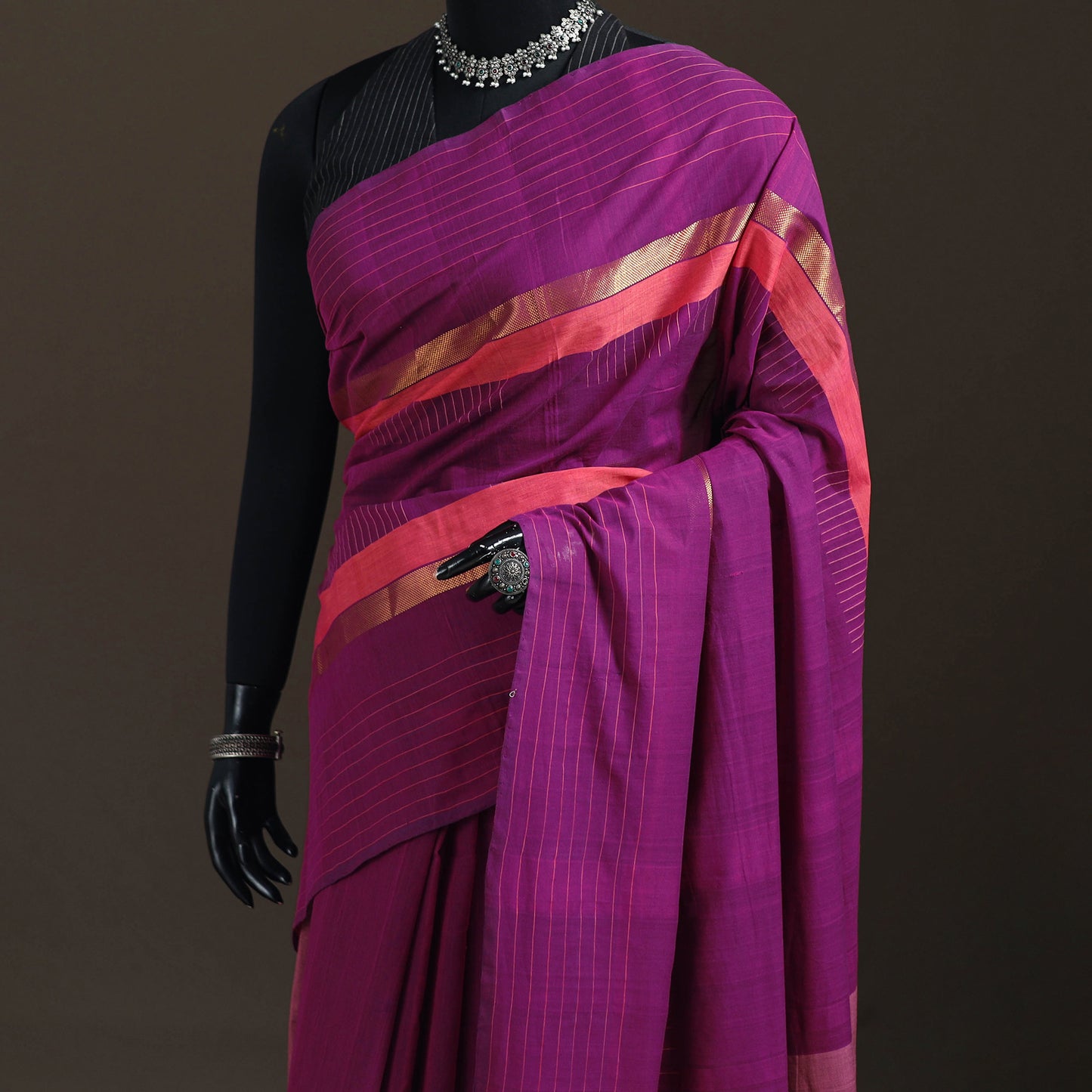 Godavari Plain Pure Handloom Dobby Cotton Saree 09
