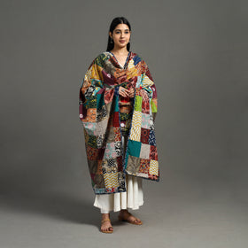 Multicolor - indigo cotton reversible patchwork dupatta 04