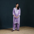 Purple - Hand Embroidered Rayon Chikankari Kurta with Palazzo Set for Women 10