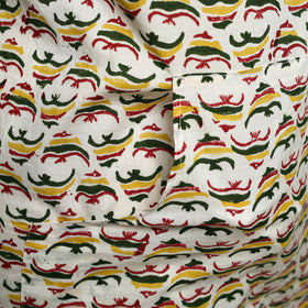 White - sanganeri cotton apron with pocket 04 - handcrafted