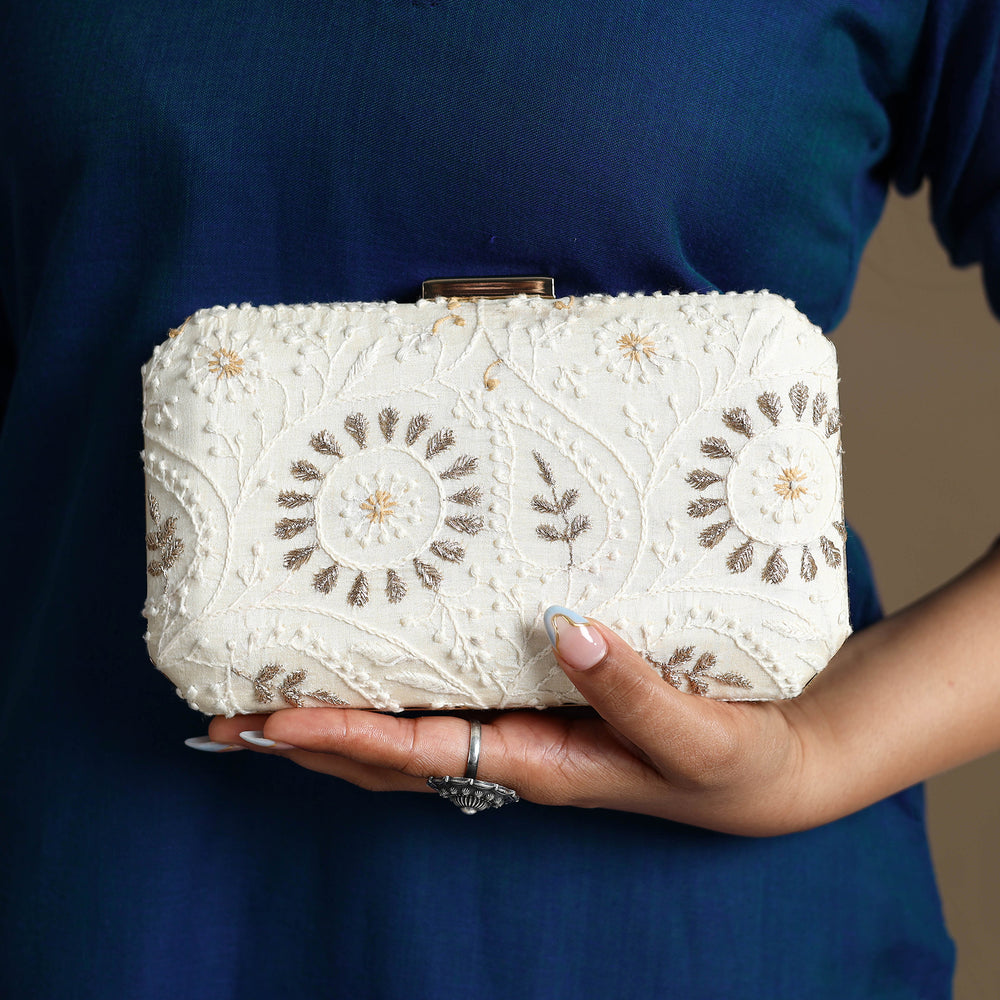 Chikankari Embroidery Clutch / Sling Bag