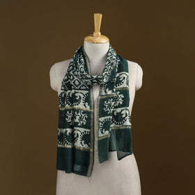 Green - Pipad Hand Block Print Natural Dyed Chanderi Silk Handloom Stole 64