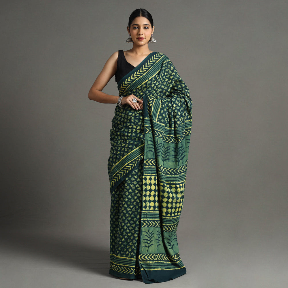 block printed saree