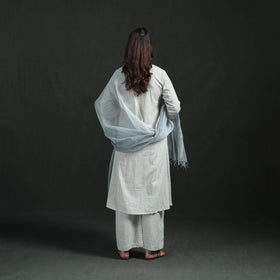 Plain Slub Cotton Hand Embroidered Suit Set with Dupatta for women 10