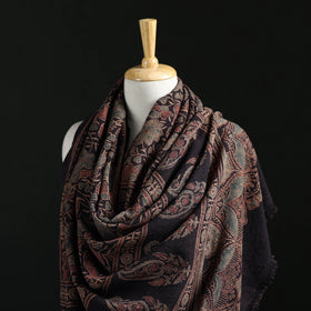 Ajrakh Hand Block Print Natural Dyed Handwoven Acrylic Wool Shawl 21