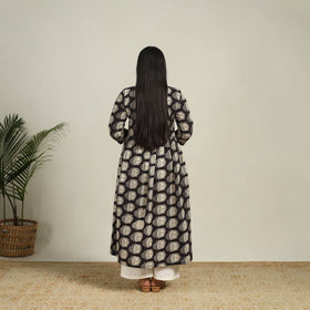 Buy Black Printed Cotton Flared Kalamkari Kurta for Women