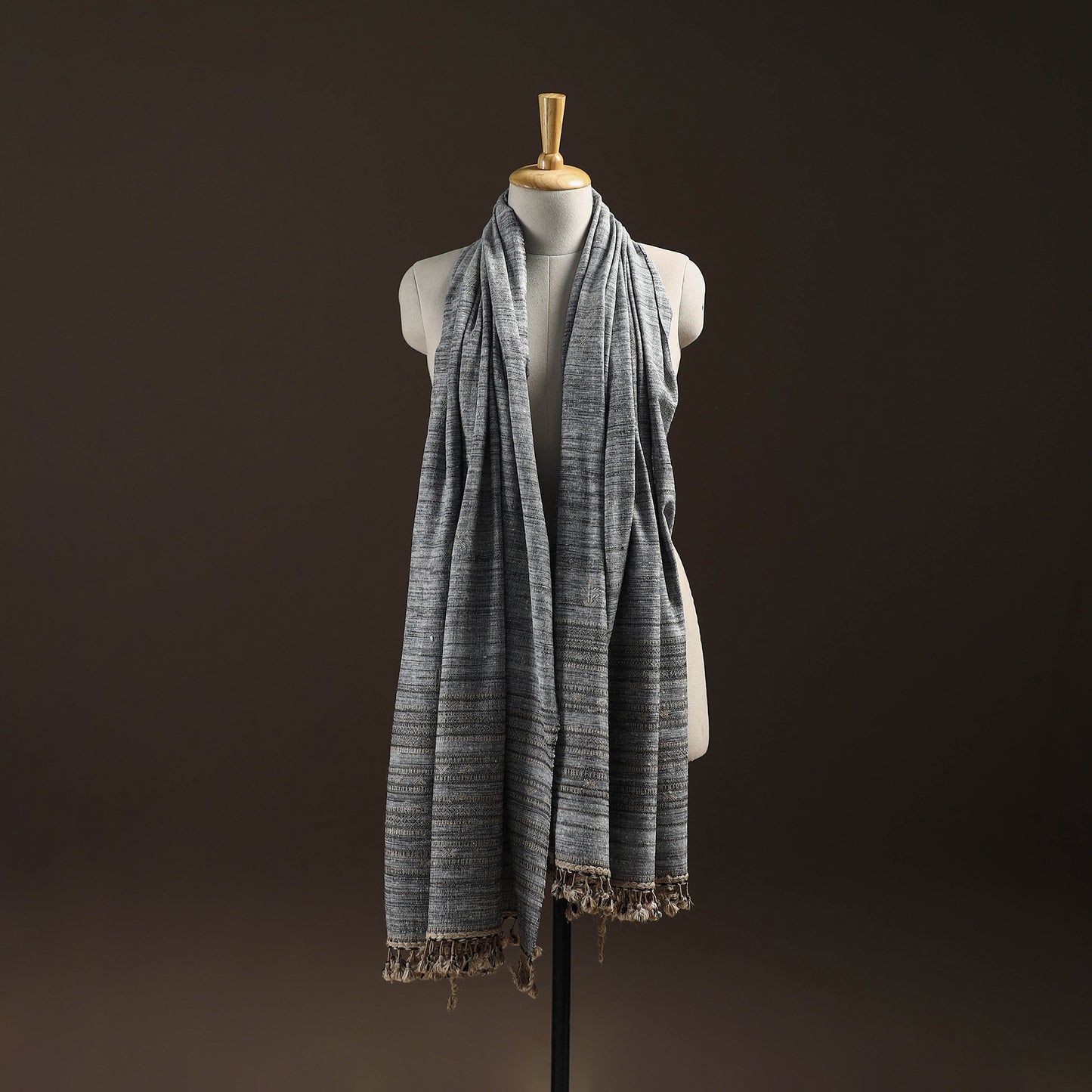 Kutch Bhujodi Handspun Handwoven Merino Wool x Katia Silk Chomuk Buta Shawl 08