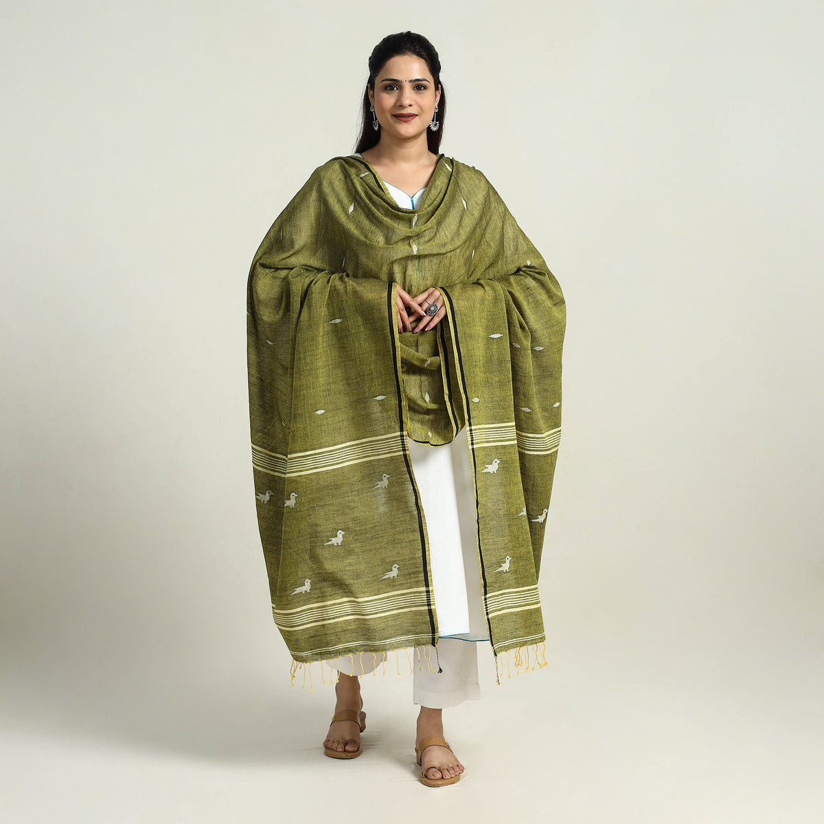 Handloom Cotton Bengal Jamdani Dupatta 06