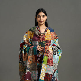 Multicolor - indigo cotton reversible patchwork dupatta 04