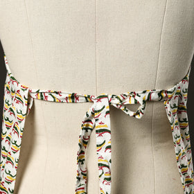 White - sanganeri cotton apron with pocket 04 - handcrafted