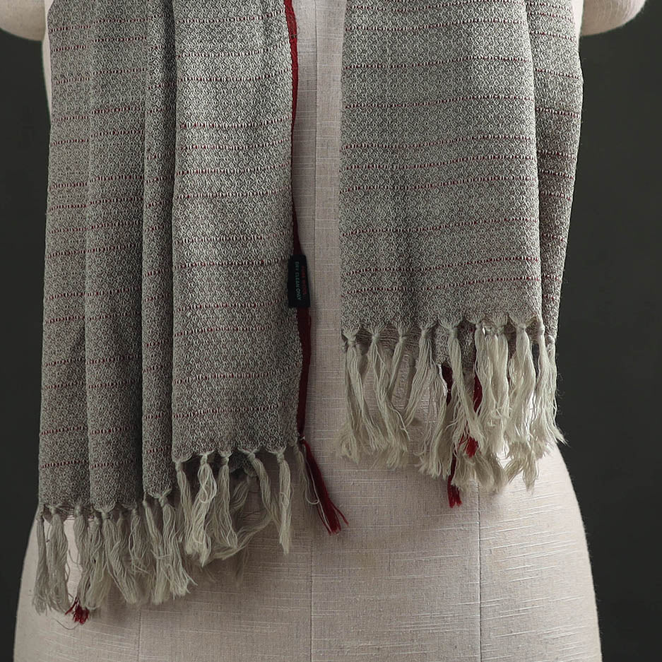 Grey - Kumaun Handwoven Pure Merino Wool Stole 128