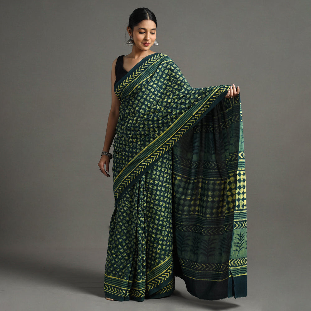 block printed saree