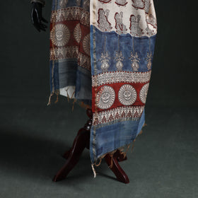 Beige - Mata Ni Pachedi Handpainted Natural Dyed Chanderi Silk Handloom Dupatta 15