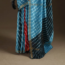 Chanderi Silk Leheriya Tie-Dye Saree with Zari Border 13