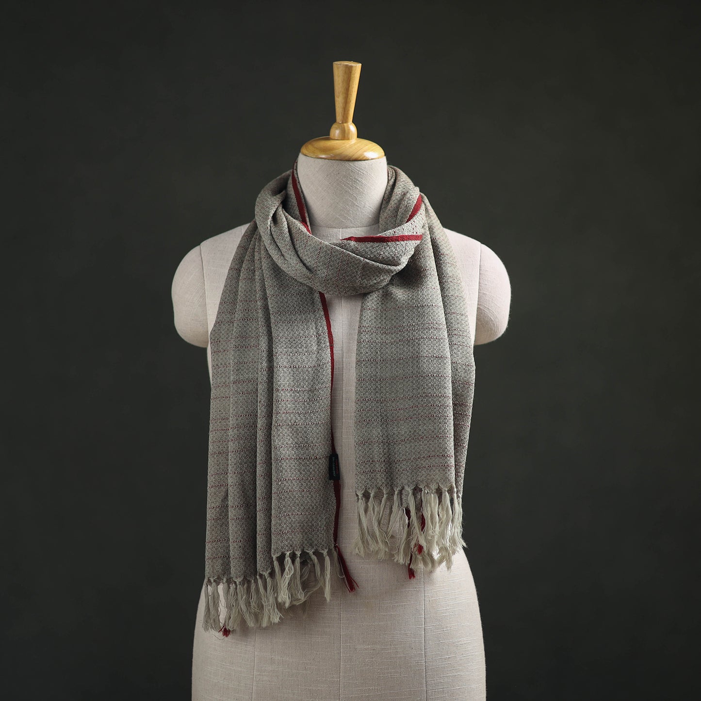 Grey - Kumaun Handwoven Pure Merino Wool Stole 128