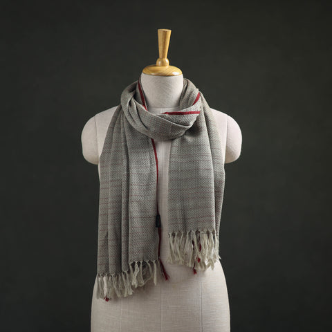Grey - Kumaun Handwoven Pure Merino Wool Stole 128