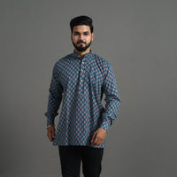 Kantha Stitch Cotton Short Sanganeri Kurta for Men 13