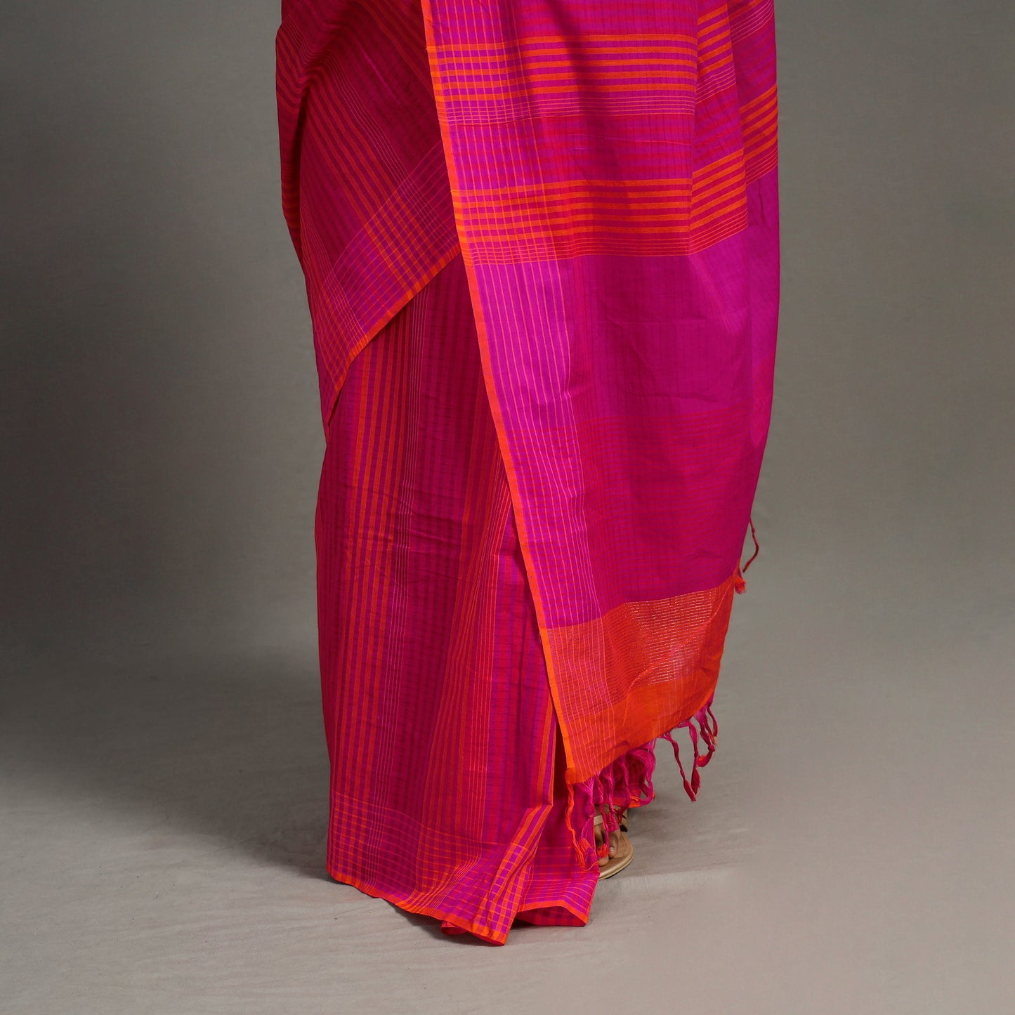 Purple - Stripes Cotton Handloom Saree 11