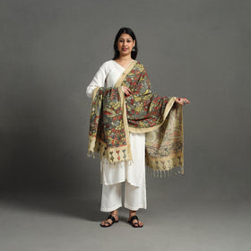 Green - mangalagiri cotton handpainted pen work kalamkari