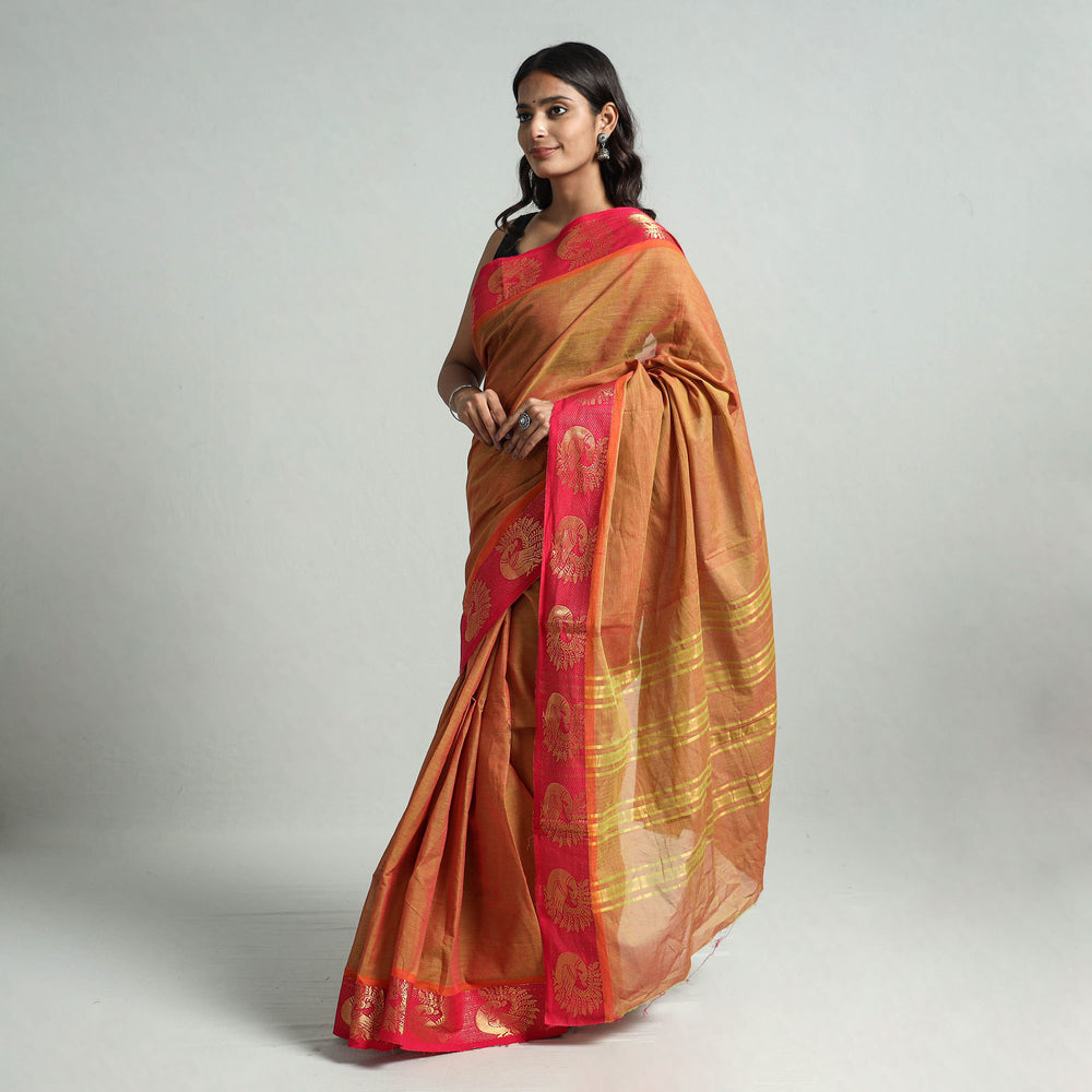 Orange - Traditional Chettinad Kandangi Cotton Saree with Thread Border 22