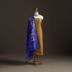 Pochampally Ikat Handloom Sico Unstitched Dress Material: Kurta with Mulberry Silk Dupatta 42