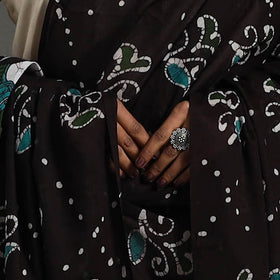 Brown - cotton hand batik dupatta 40 - handcrafted