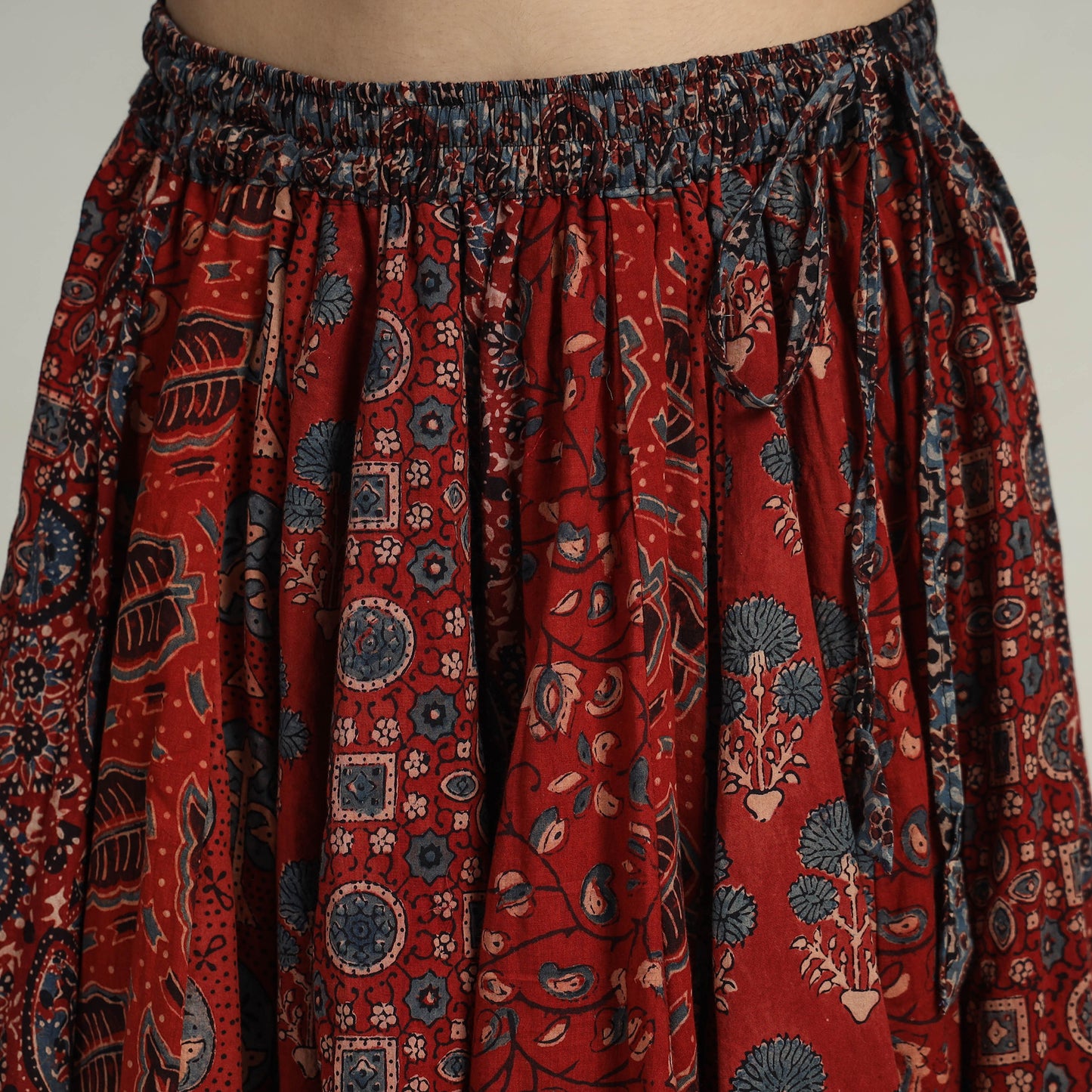 Multicolor - Kutch Block Printed 24 Kali Cotton Long Skirt 16