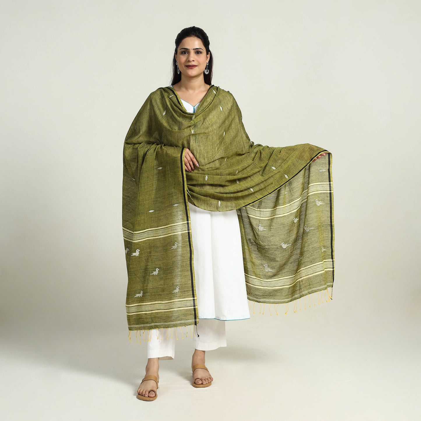 Handloom Cotton Bengal Jamdani Dupatta 06