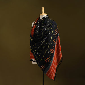 Kutch Mirror Work Handwoven Bandhani Merino Wool Shawl 46