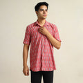 Buy Maroon Pochampally Ikat Weave Cotton Men Half Sleeve Shirt 12 Online at iTokri.com