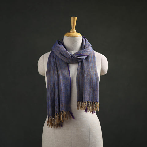 Blue - Kumaun Handwoven Pure Merino Wool Stole 129