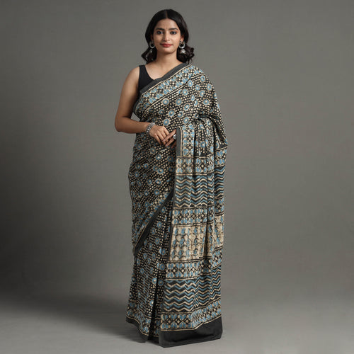 block printed saree