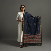 Blue - Block Printed Chanderi Silk Bagru Dupatta 87