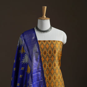 Pochampally Ikat Handloom Sico Unstitched Dress Material: Kurta with Mulberry Silk Dupatta 42