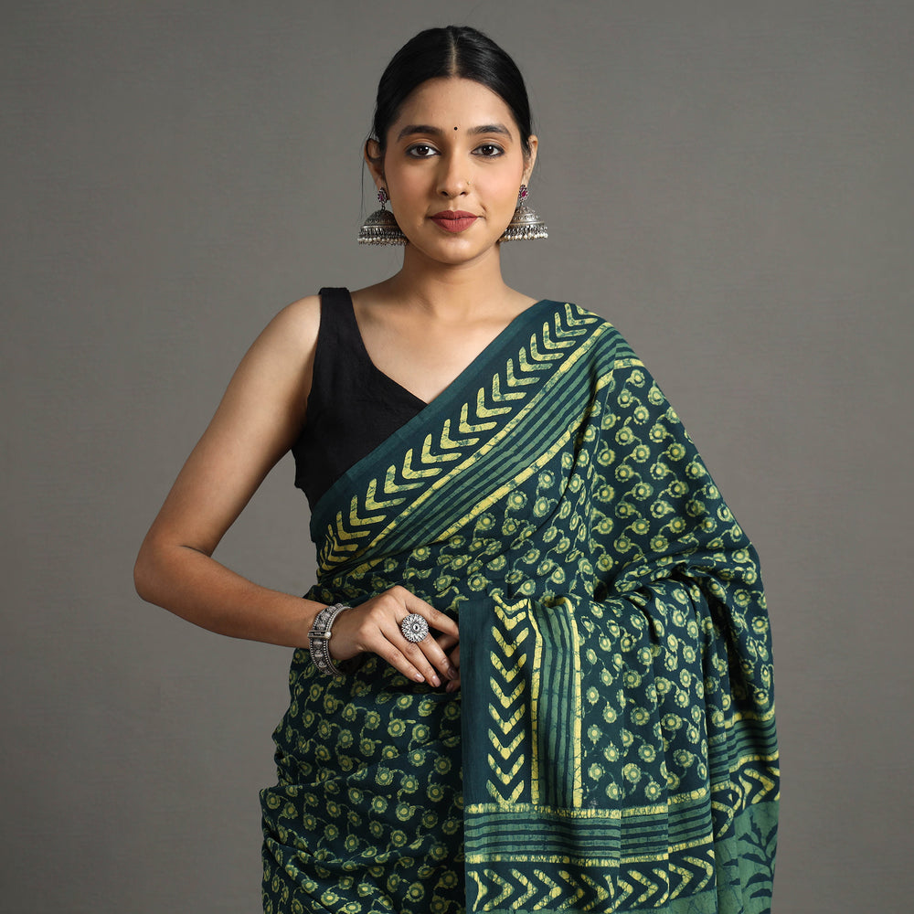 block printed saree