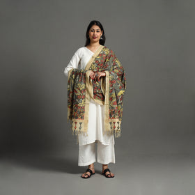 Green - mangalagiri cotton handpainted pen work kalamkari