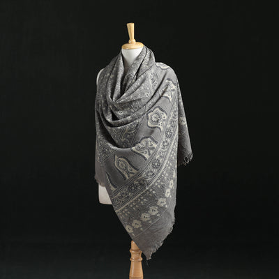 Ajrakh Hand Block Print Natural Dyed Handwoven Acrylic Wool Shawl 22