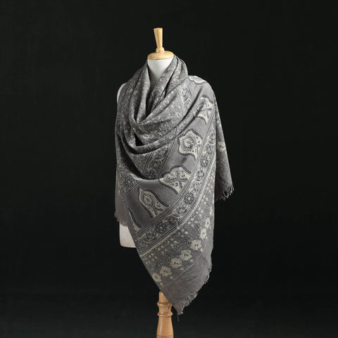 Ajrakh Hand Block Print Natural Dyed Handwoven Acrylic Wool Shawl 22
